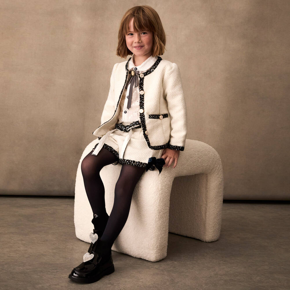 Beau KiD-Girls Ivory Tweed Shorts Set | Childrensalon