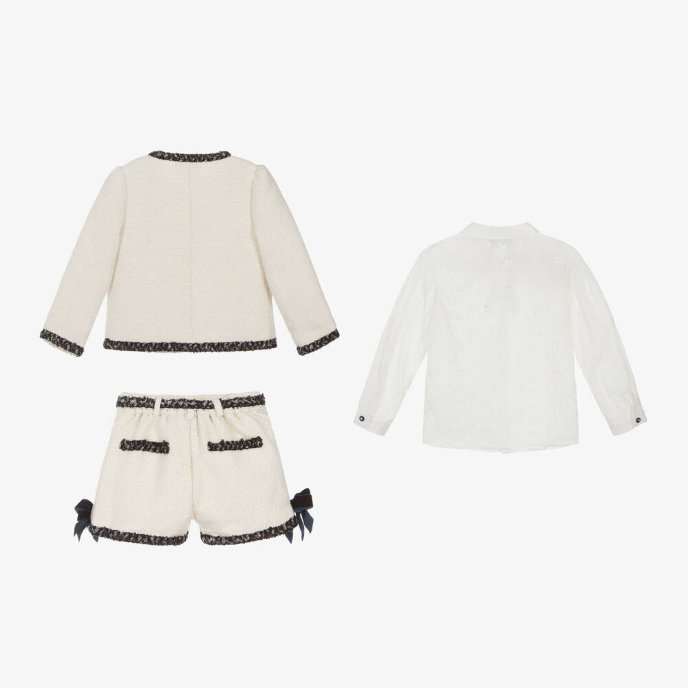 Beau KiD-Girls Ivory Tweed Shorts Set | Childrensalon