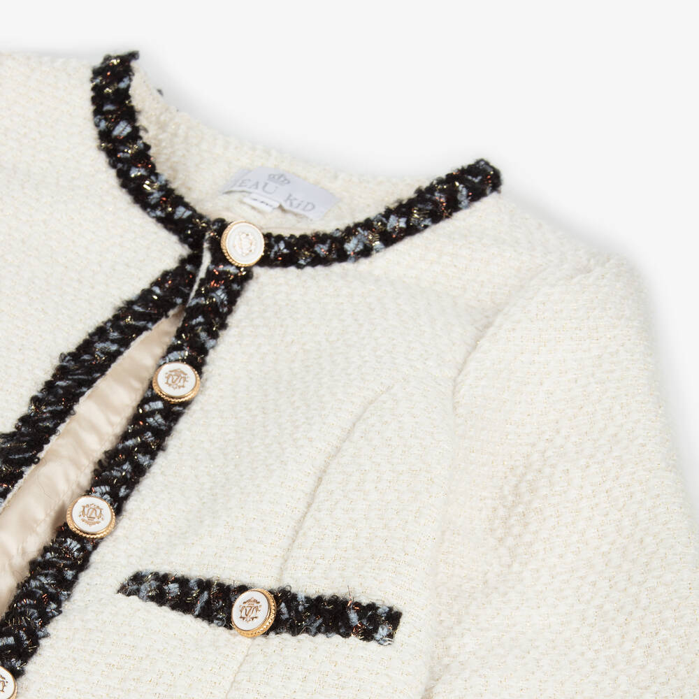 Beau KiD-Girls Ivory Tweed Shorts Set | Childrensalon