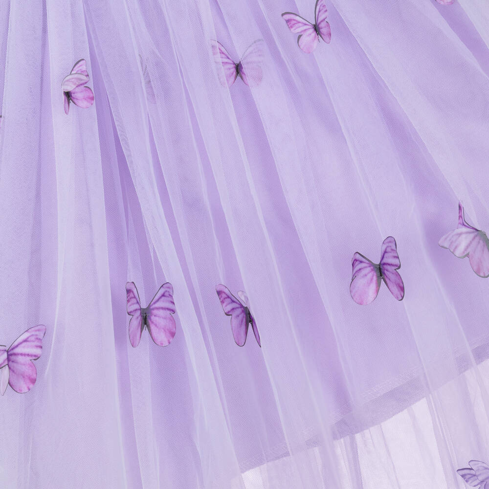 Beau KiD-Girls Lilac Purple Tulle Dress with Butterfly Appliqués | Childrensalon