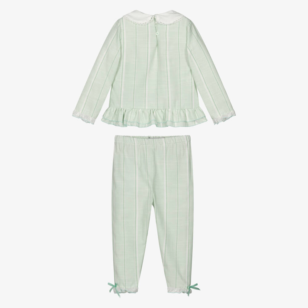 Beau KiD-Girls Mint Green Stripe Smocked Pyjamas | Childrensalon