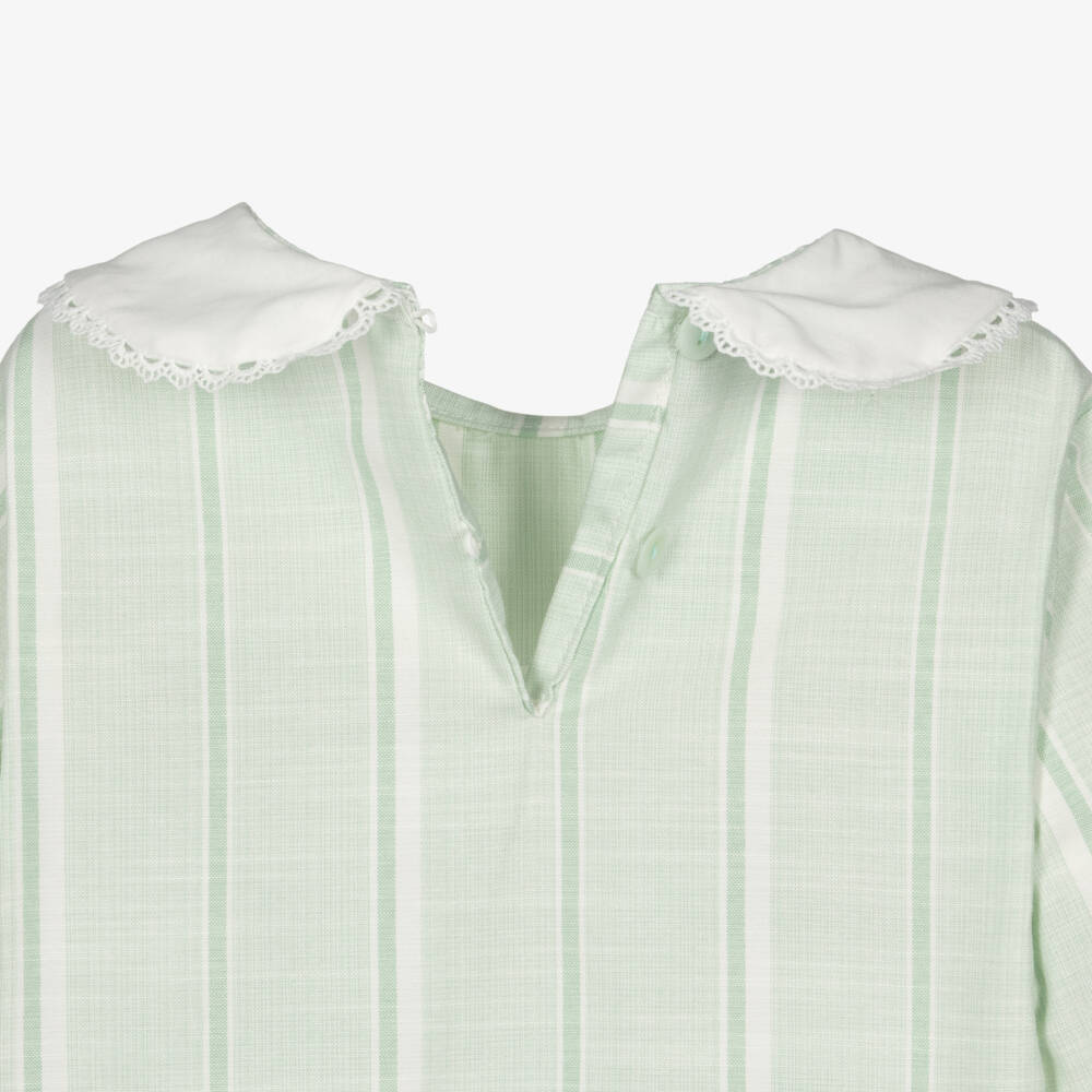 Beau KiD-Girls Mint Green Stripe Smocked Pyjamas | Childrensalon