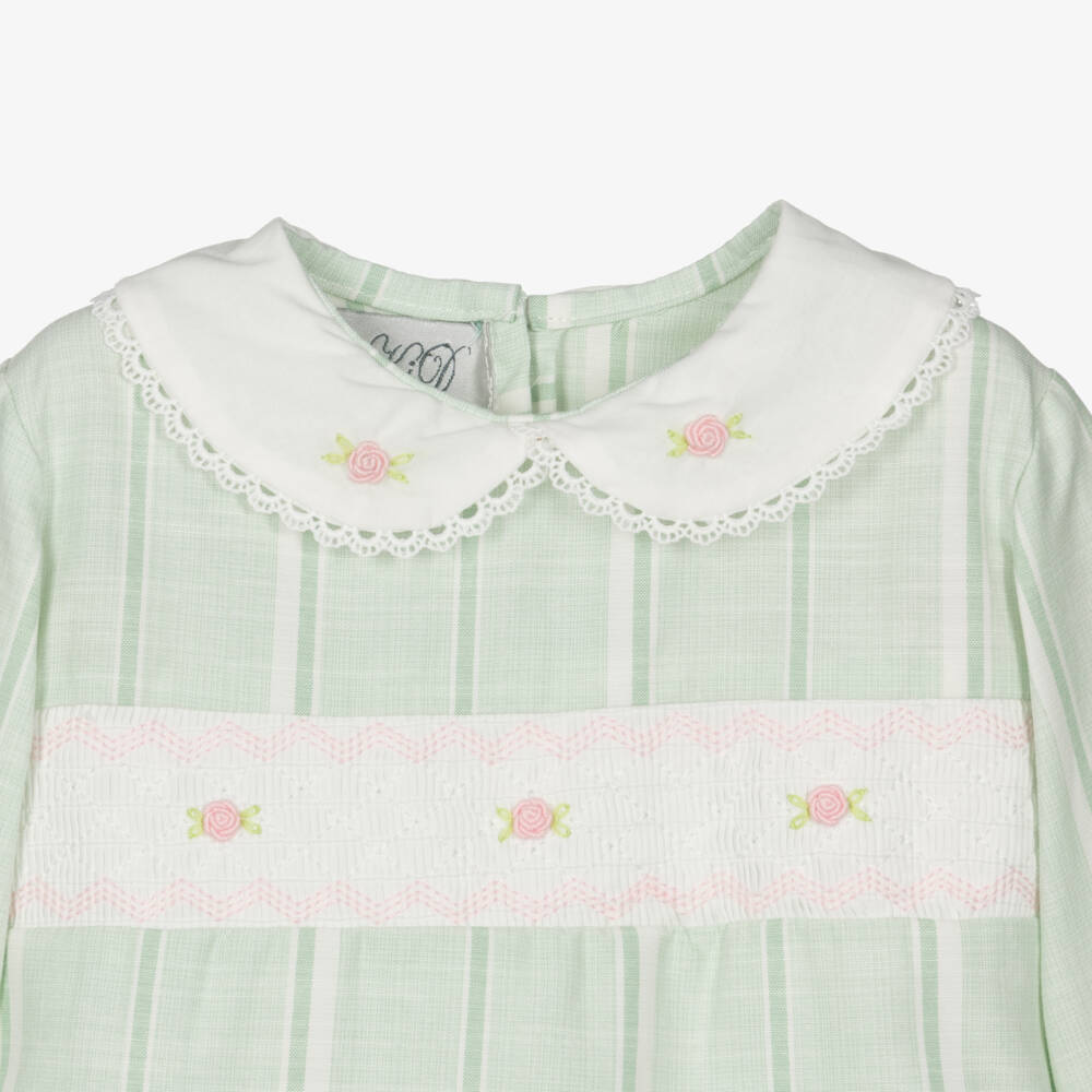 Beau KiD-Girls Mint Green Stripe Smocked Pyjamas | Childrensalon