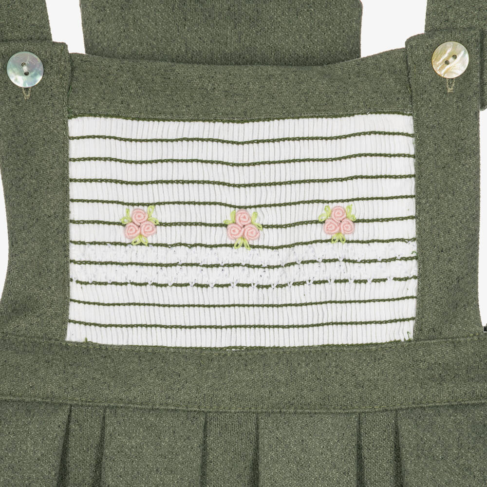 Beau KiD-Girls Moss Green Pinafore Dress Set | Childrensalon
