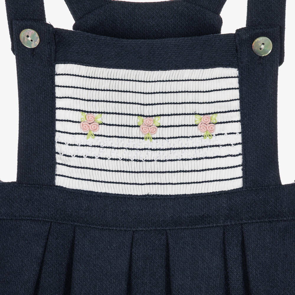 Beau KiD-Girls Navy Blue Pinafore Dress Set | Childrensalon