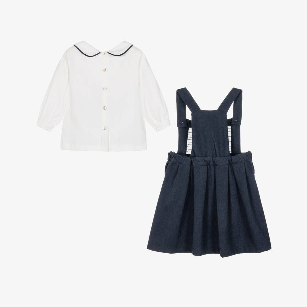 Beau KiD-Girls Navy Blue Pinafore Dress Set | Childrensalon
