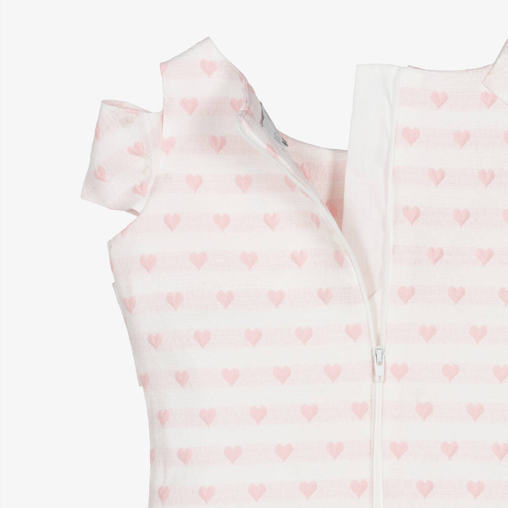 Beau KiD-Girls Pale Pink Jacquard Skirt Set with Hearts & Bows | Childrensalon