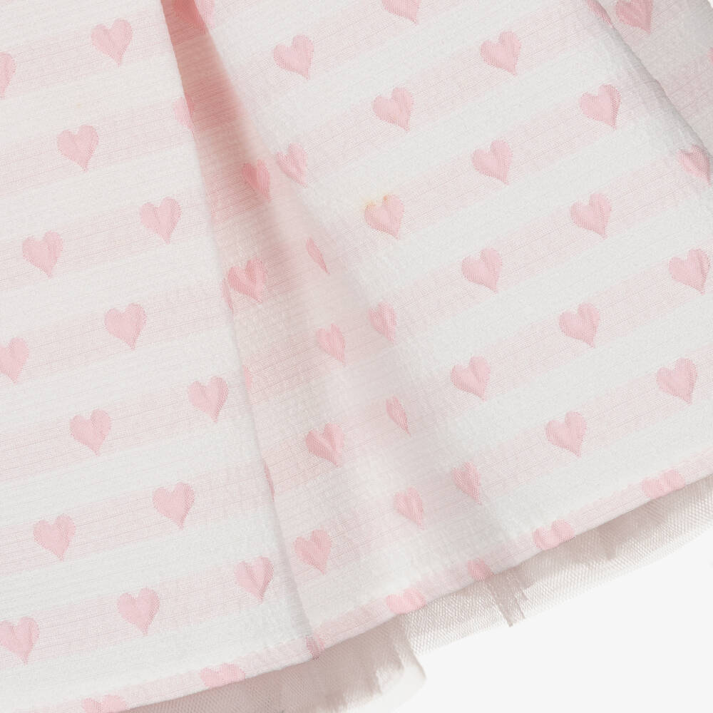 Beau KiD-Girls Pale Pink Jacquard Skirt Set with Hearts & Bows | Childrensalon