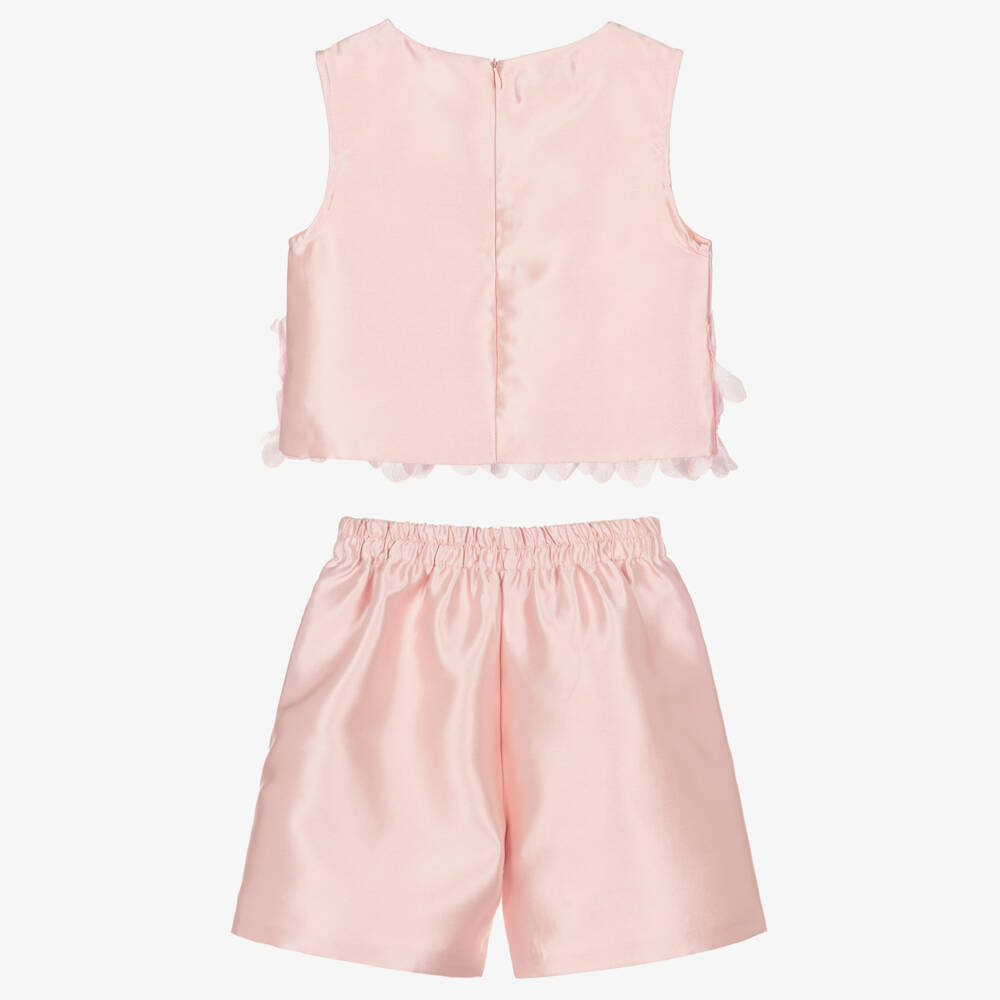 Beau KiD-طقم شورت ساتان لون زهري فاتح للبنات | Childrensalon