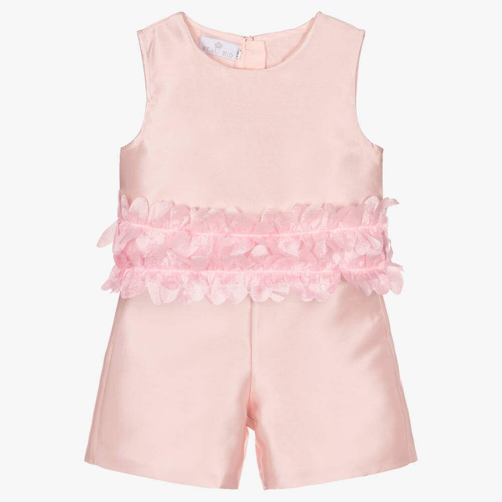 Beau KiD-طقم شورت ساتان لون زهري فاتح للبنات | Childrensalon