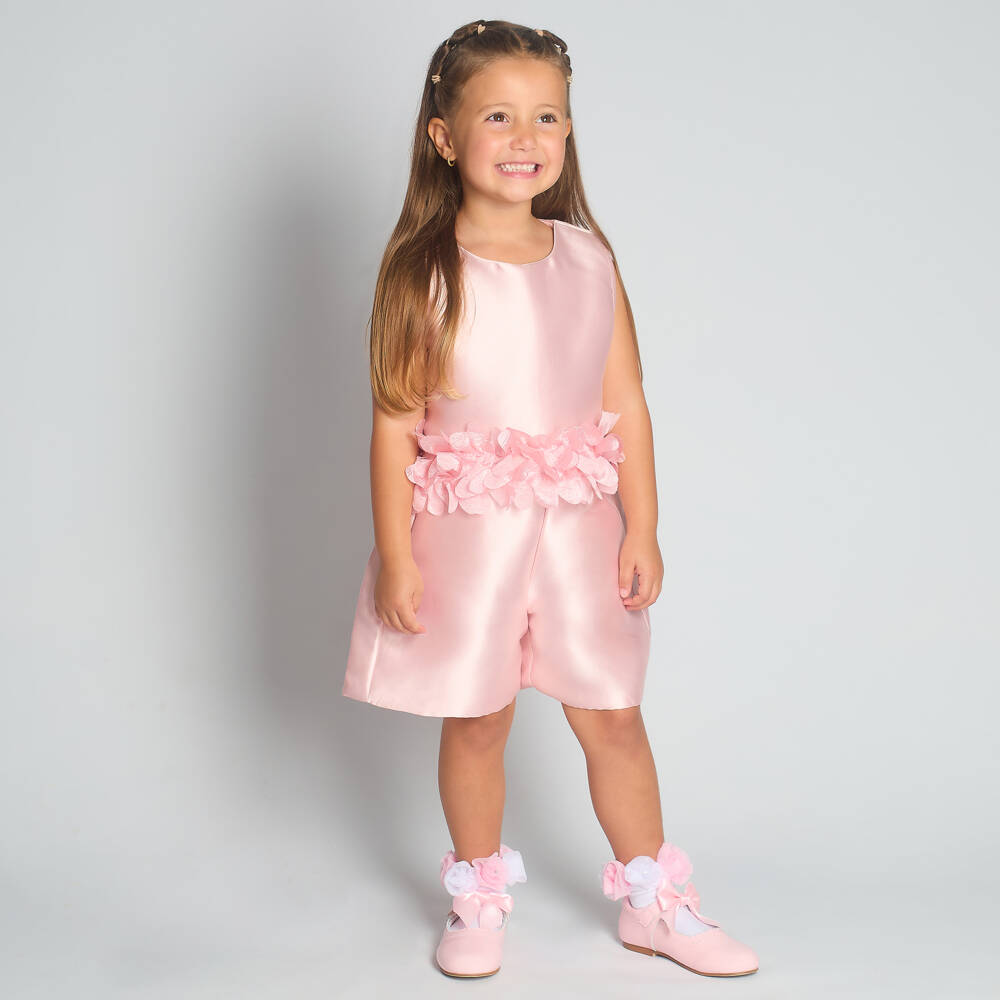 Beau KiD-طقم شورت ساتان لون زهري فاتح للبنات | Childrensalon