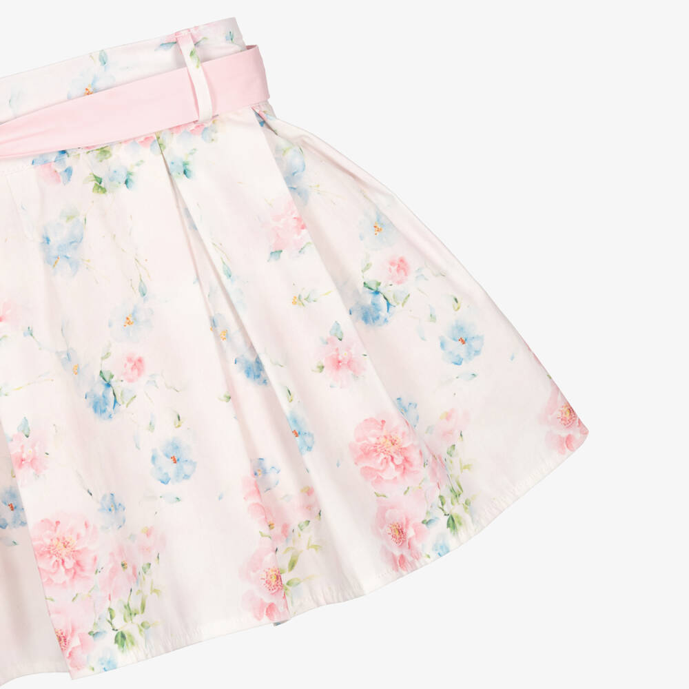 Beau KiD-Girls Pale Pink Top & Floral Skirt Set | Childrensalon