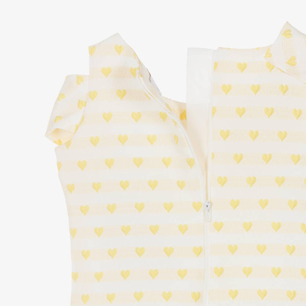 Beau KiD-Girls Pale Yellow Jacquard Skirt Set with Hearts & Bows | Childrensalon