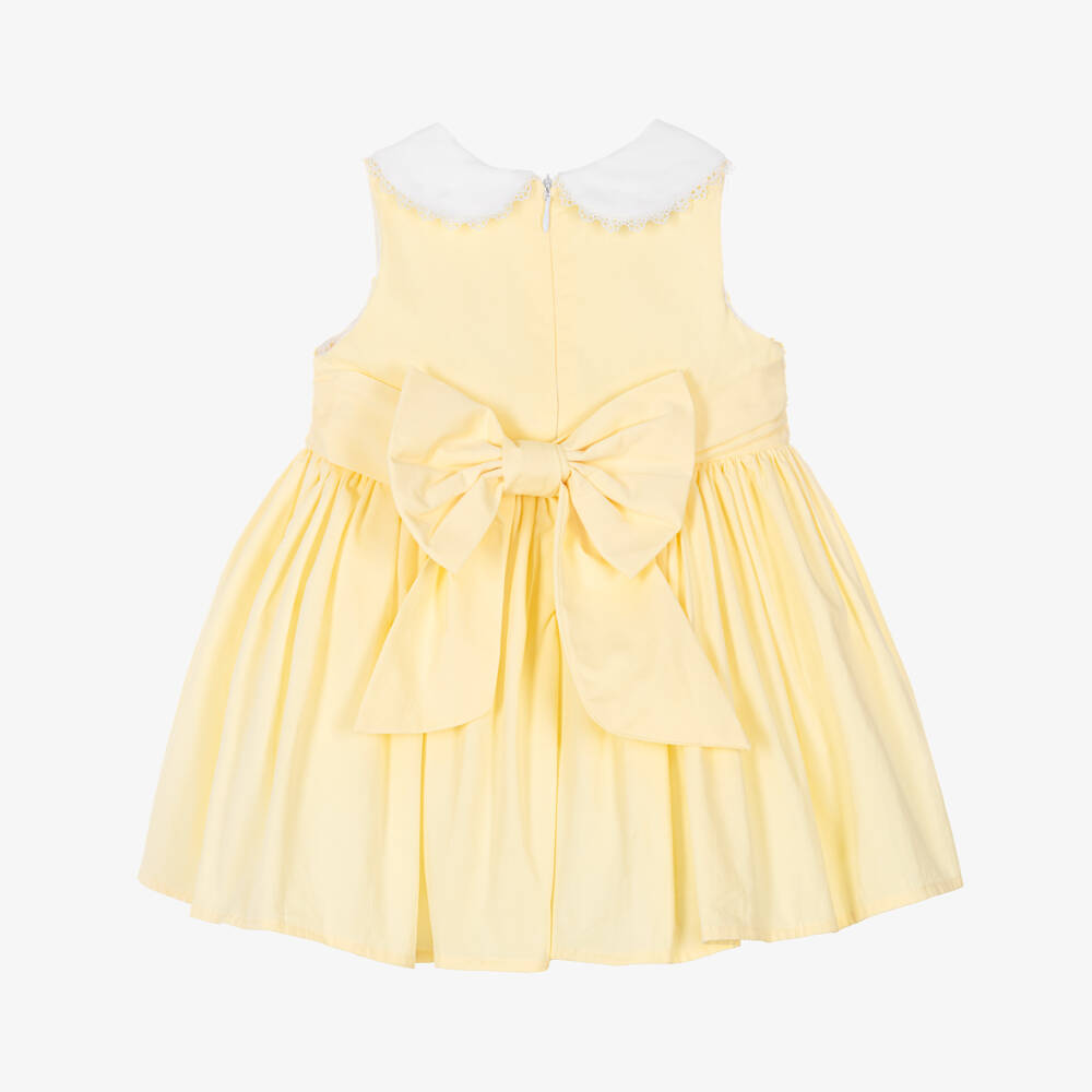 Beau KiD-Girls Pale Yellow Smocked Cotton Dress | Childrensalon