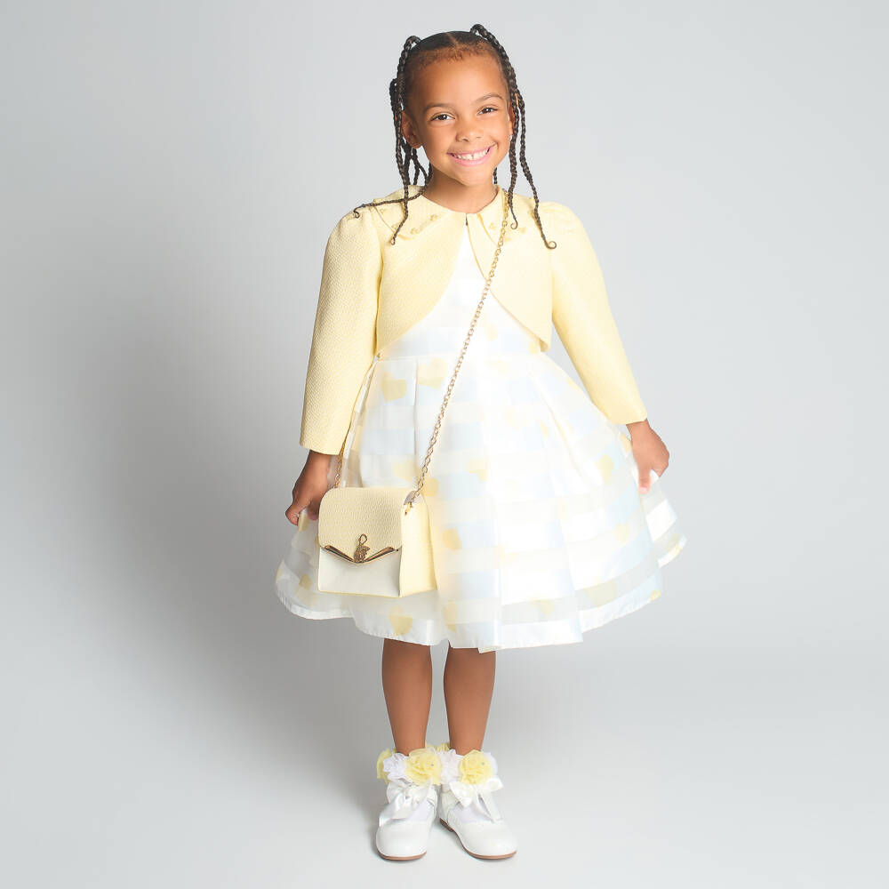 Beau KiD-Girls Pale Yellow Tulle Dress & Cropped Jacket Set | Childrensalon
