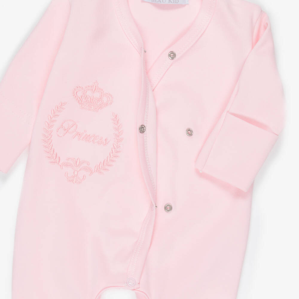 Beau KiD-Girls Pink Cotton Babysuit Set | Childrensalon