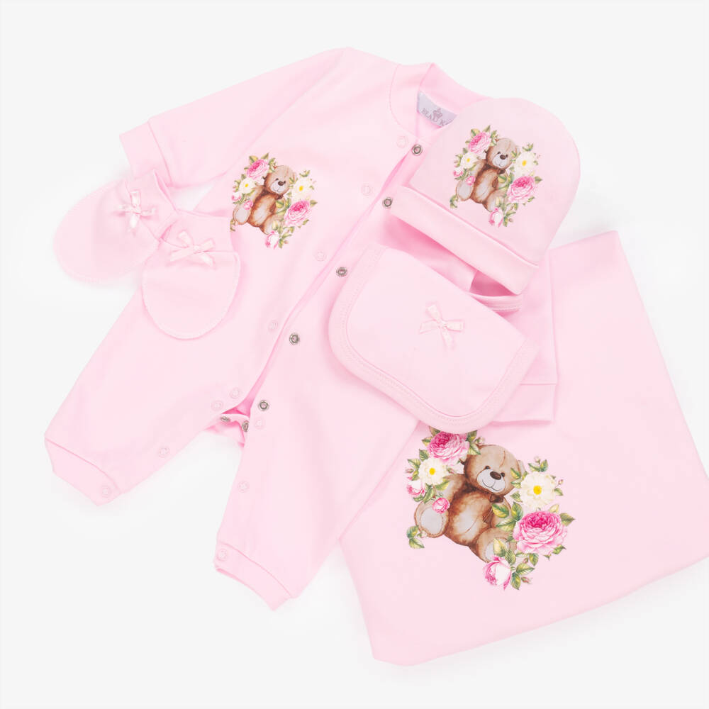 Beau KiD-طقم أفرول قطن لون زهري للمولودات | Childrensalon