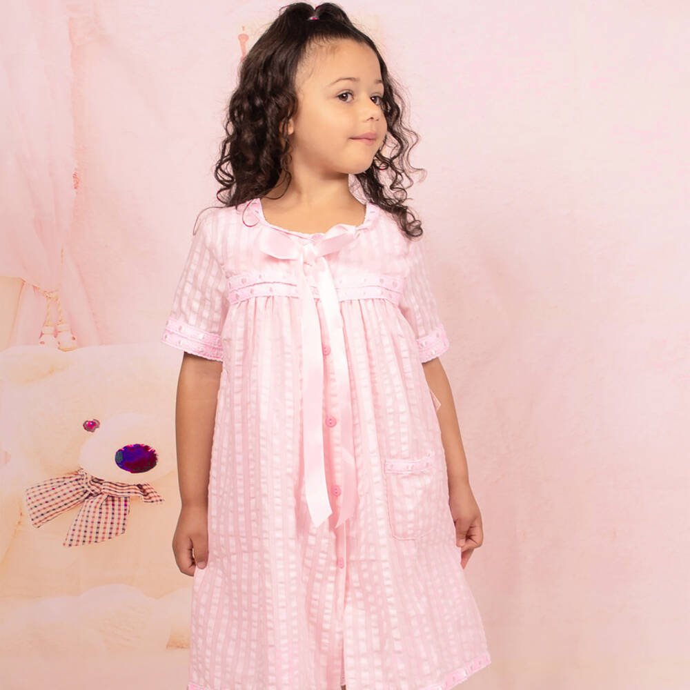 Beau KiD-Girls Pink Cotton Nightdress Set  | Childrensalon