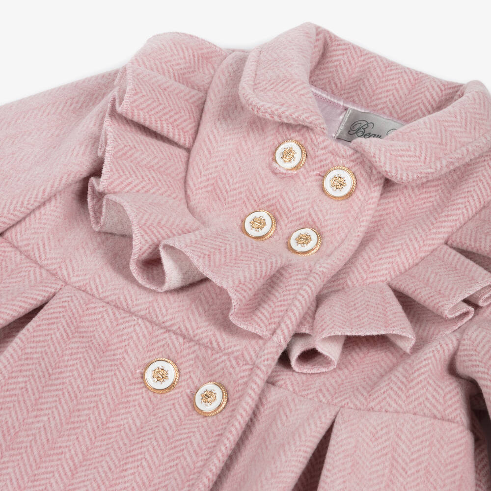 Beau KiD-Girls Pink Felted Coat & Hat Set | Childrensalon