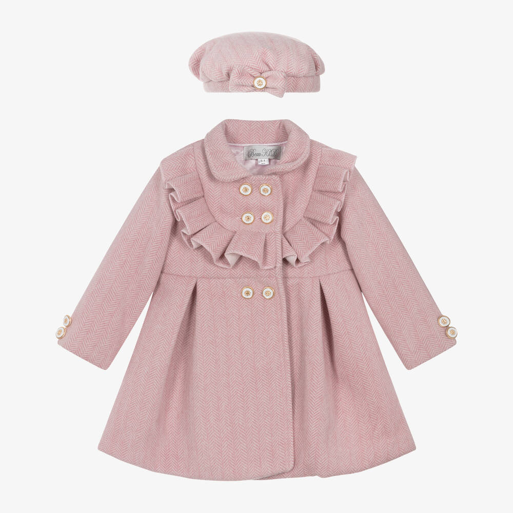 Beau KiD-Girls Pink Felted Coat & Hat Set | Childrensalon