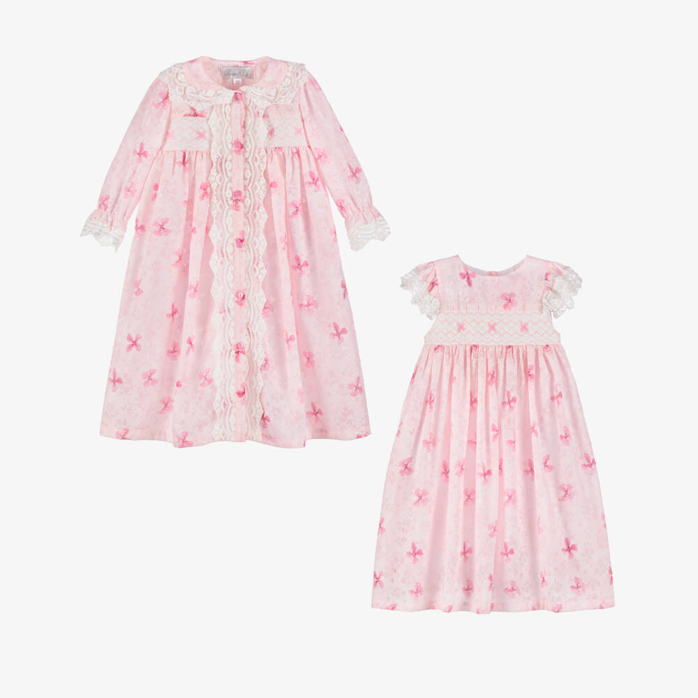 Beau KiD-Girls Pink Floral Print Nightdress Set | Childrensalon