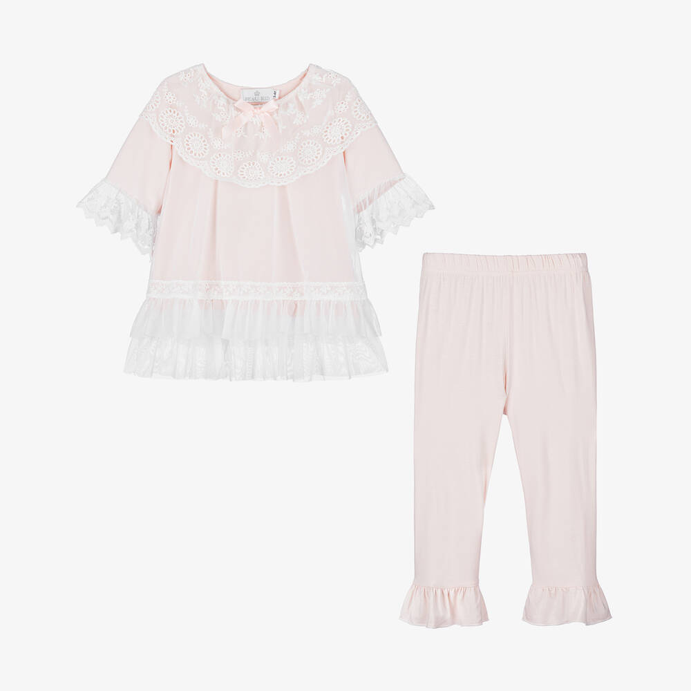 Beau KiD-Girls Pink Jersey & Tulle Pyjamas | Childrensalon