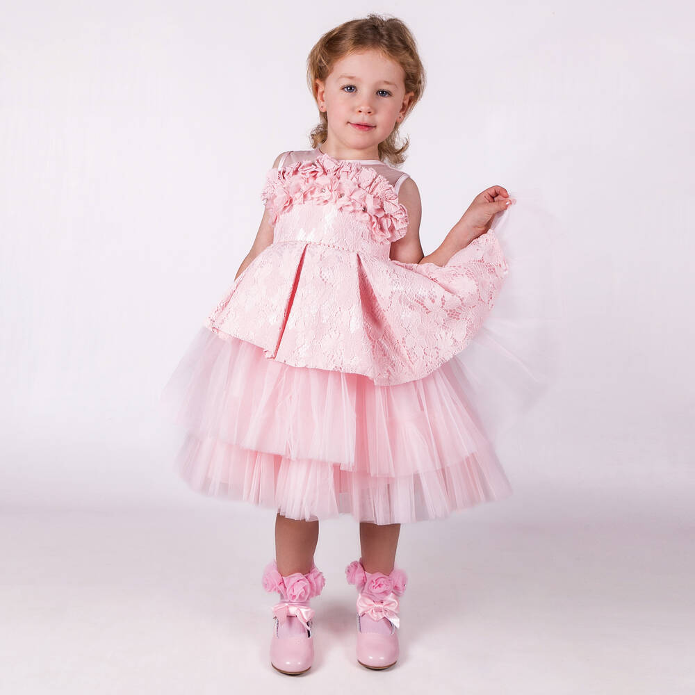 Beau KiD-فستان دانتيل وتول لون زهري | Childrensalon