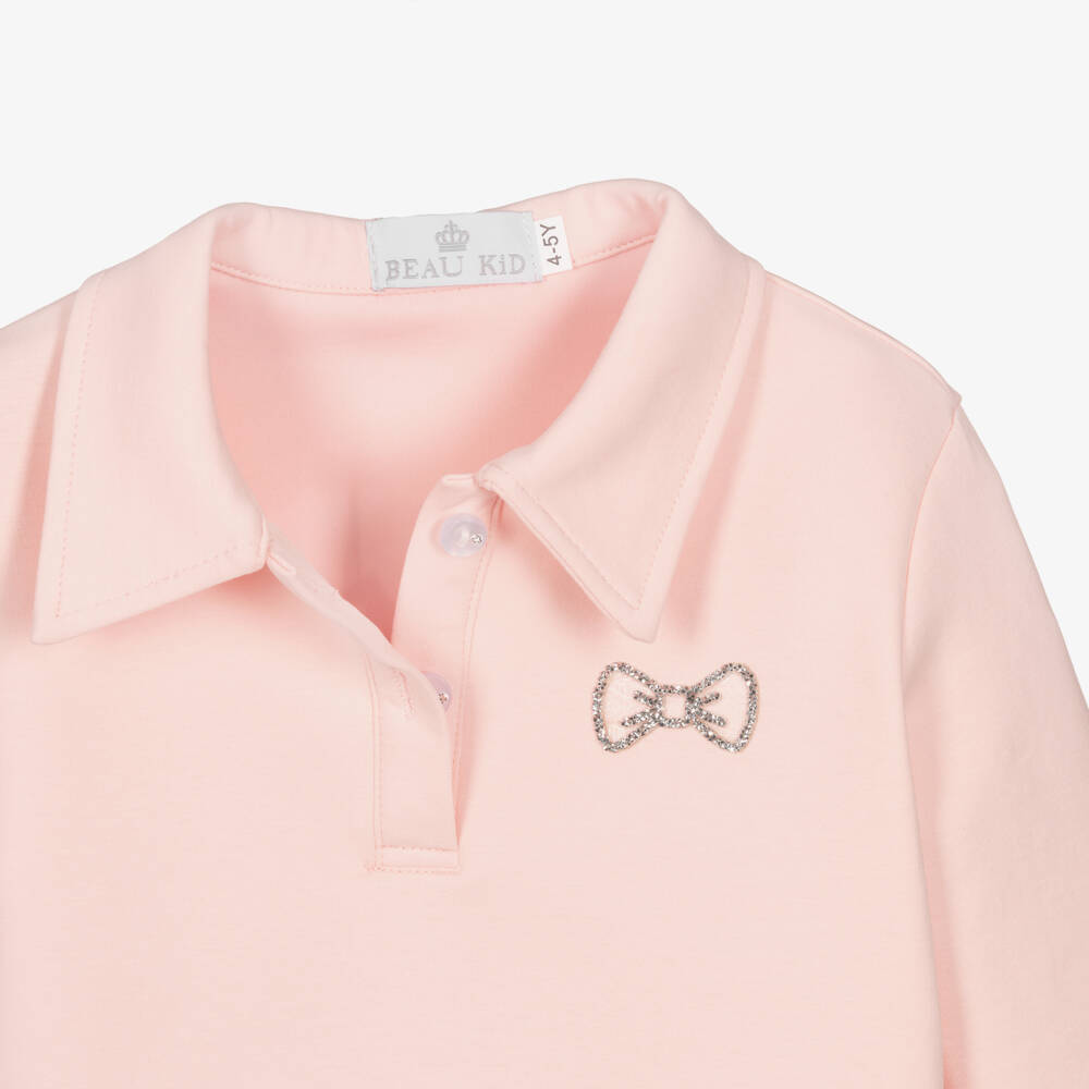 Beau KiD-Girls Pink Leggings Set with Ruffle Trims & Diamanté Bows | Childrensalon