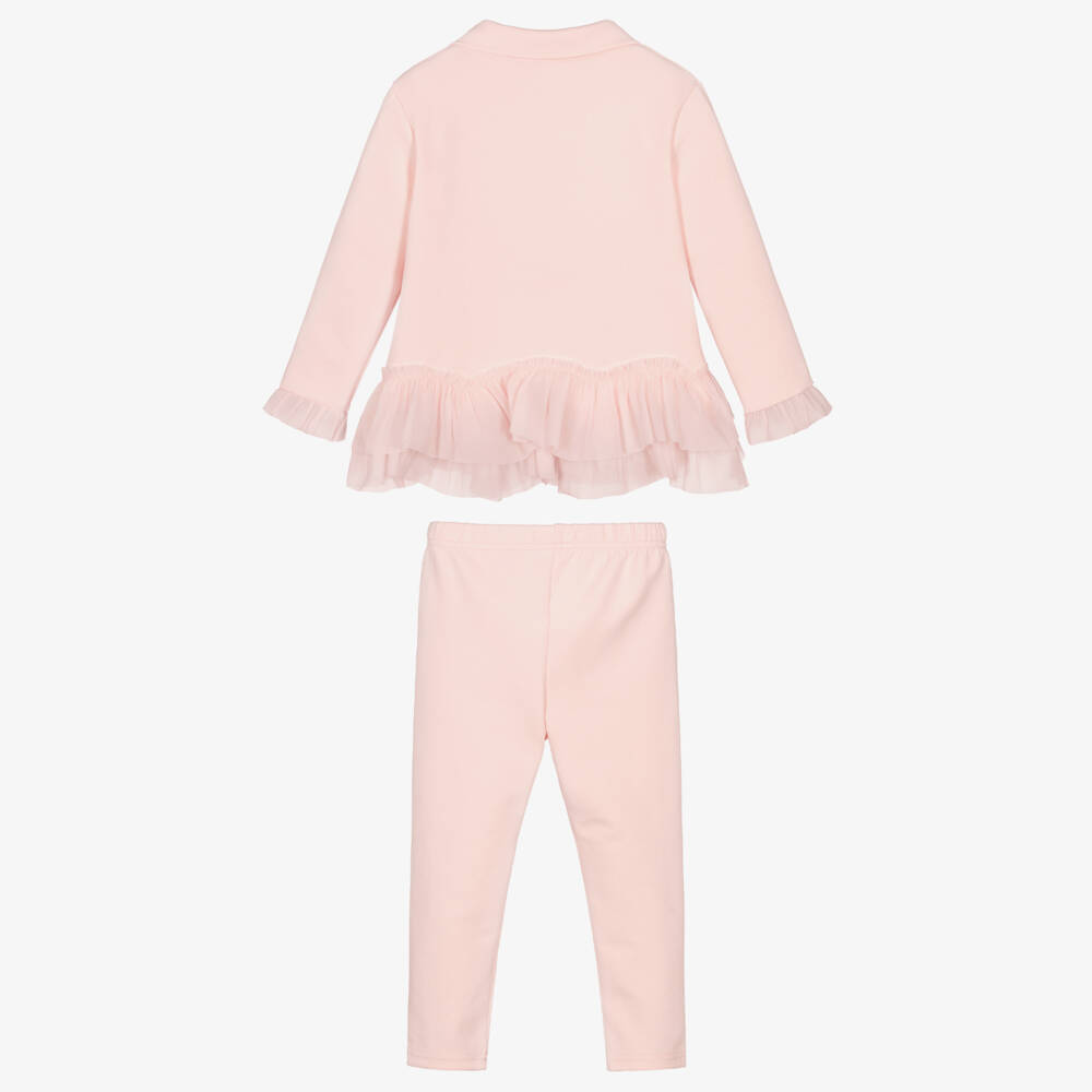Beau KiD-Girls Pink Leggings Set with Ruffle Trims & Diamanté Bows | Childrensalon