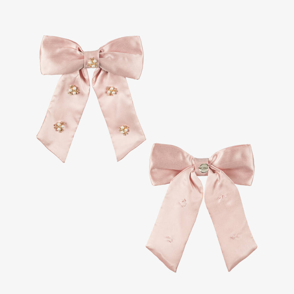 Beau KiD-Girls Pink Satin & Pearl Dress | Childrensalon