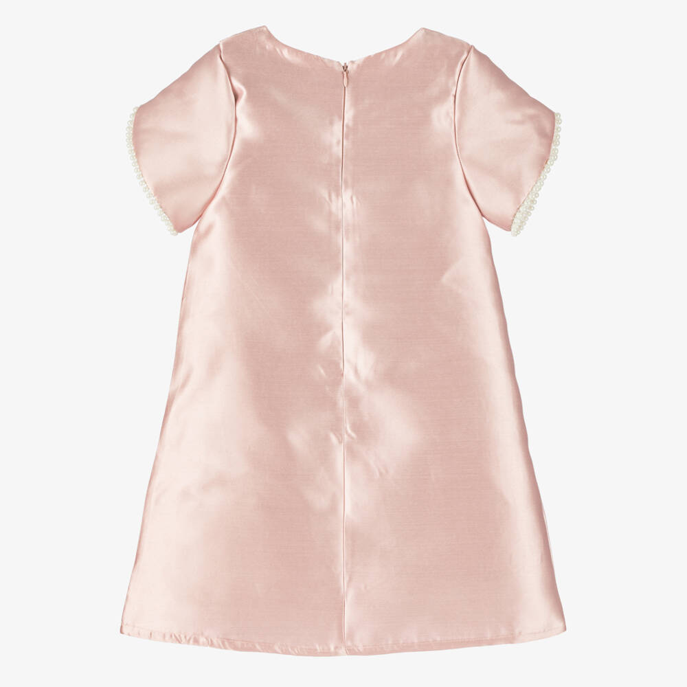 Beau KiD-Girls Pink Satin & Pearl Dress | Childrensalon