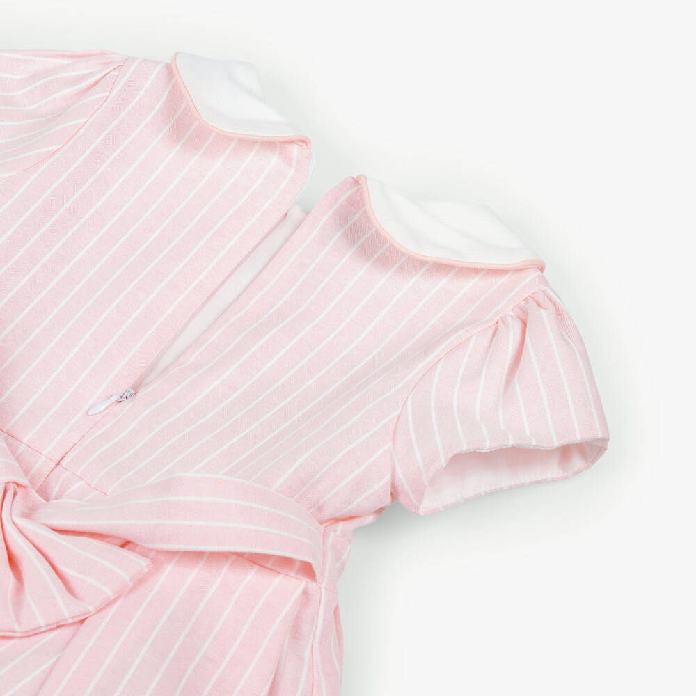 Beau KiD-Girls Pink Stripe Cotton Dress & Shoulder Bag Set | Childrensalon