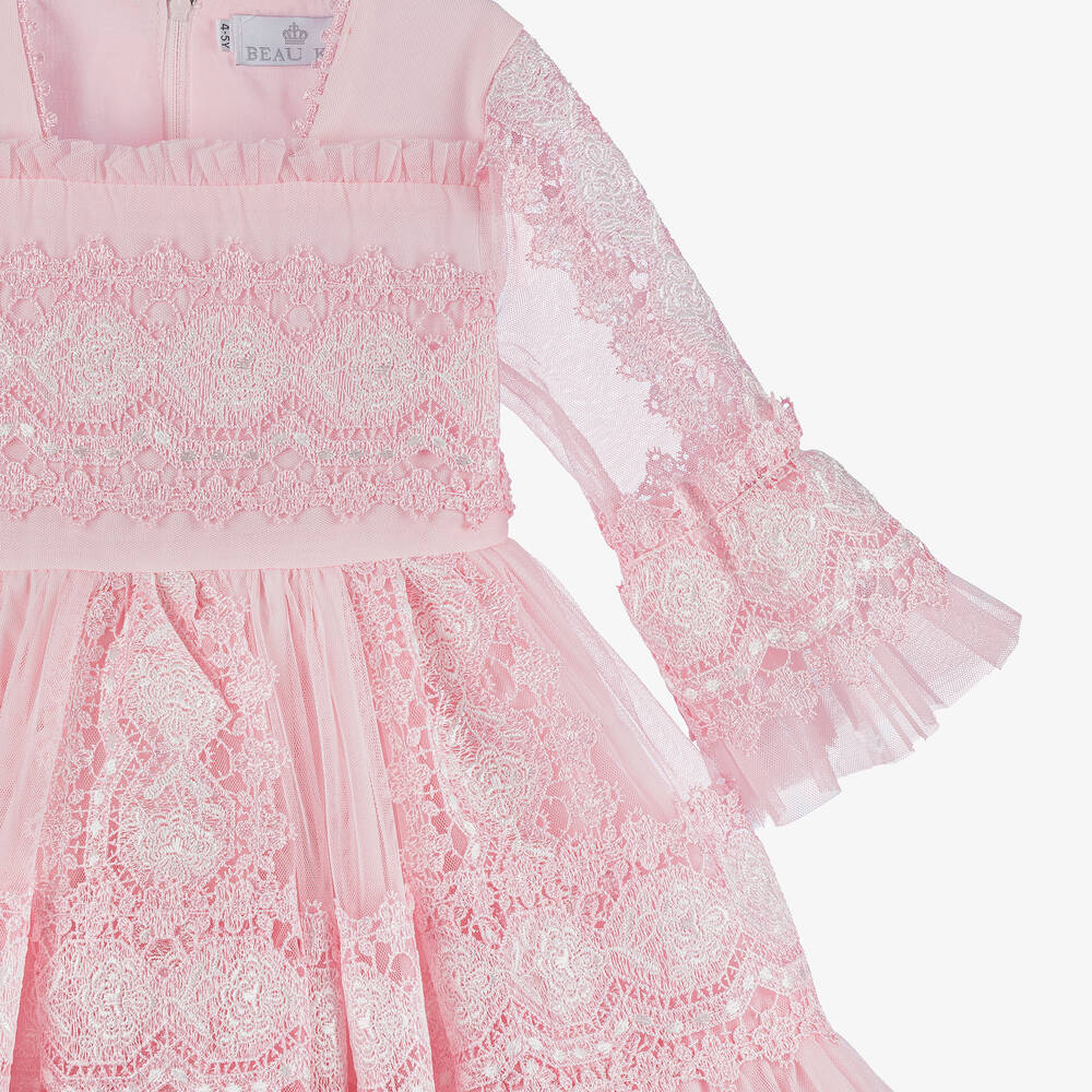 Beau KiD-فستان تول ودانتيل لون زهري | Childrensalon