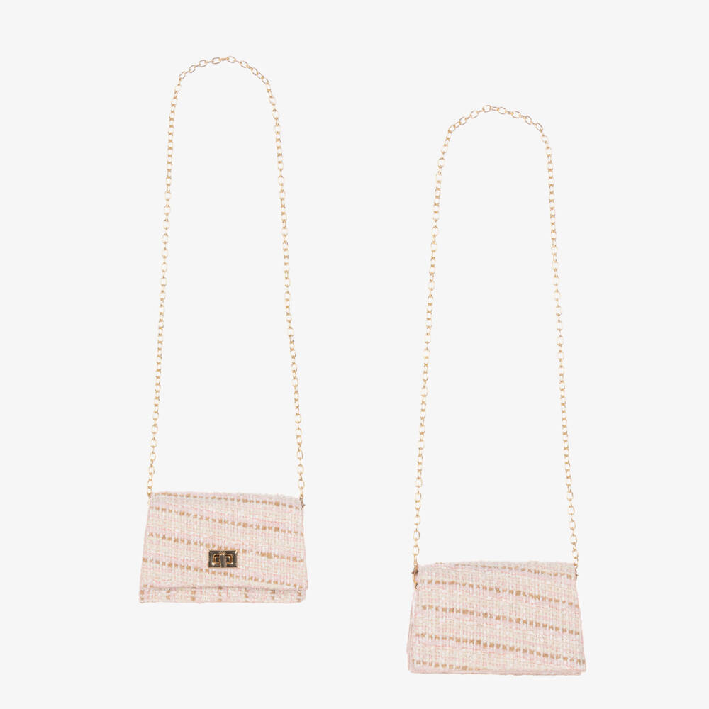 Beau KiD-Girls Pink Tweed Dress Set with Shoulder Bag | Childrensalon
