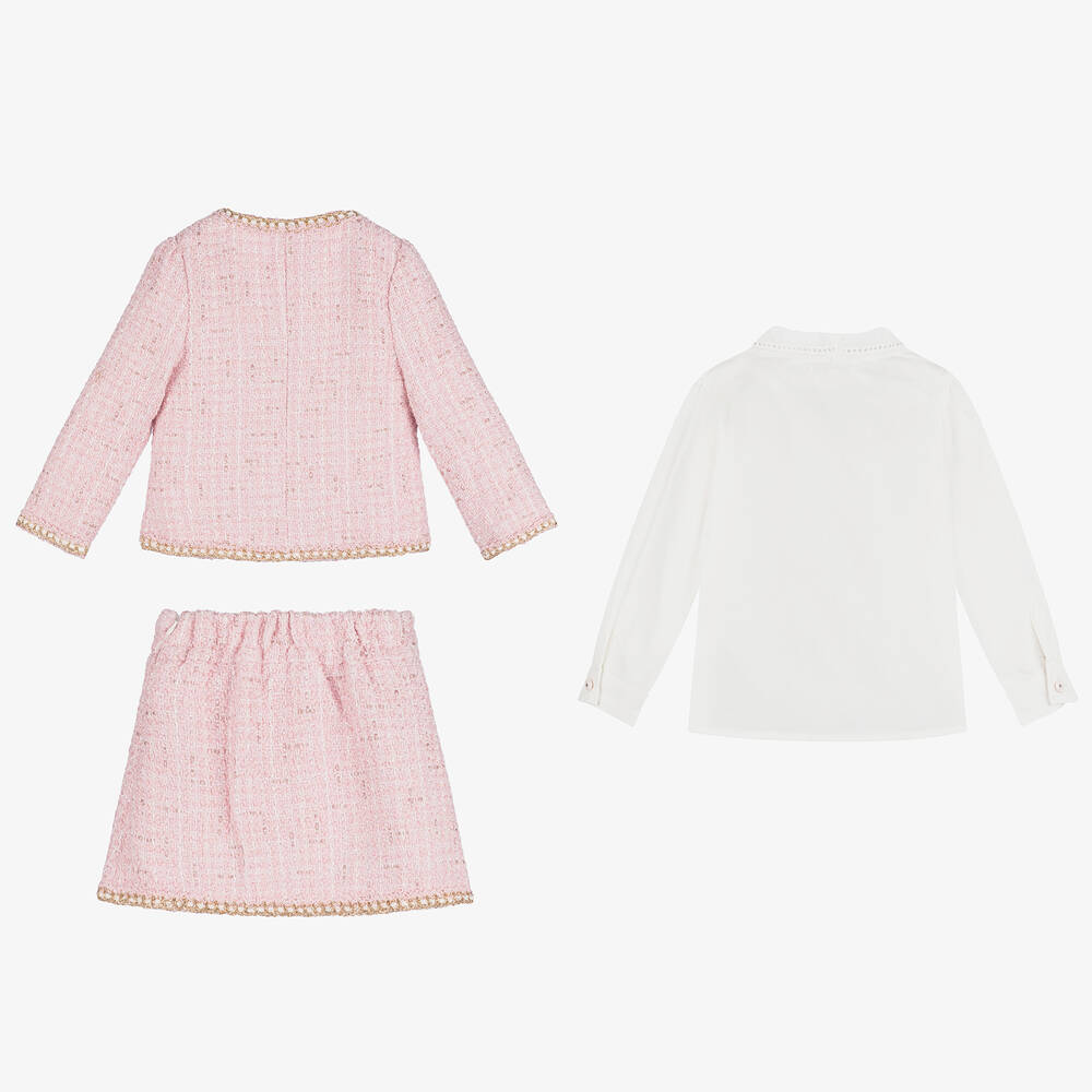 Beau KiD-Girls Pink Tweed Skirt Set | Childrensalon