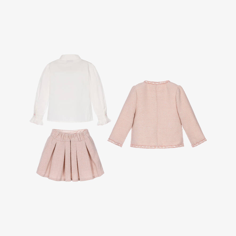 Beau KiD-Girls Pink Tweed Skirt Set with a Gold Shimmer | Childrensalon