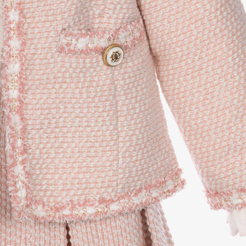Beau KiD-Girls Pink Tweed Skirt Set with a Gold Shimmer | Childrensalon