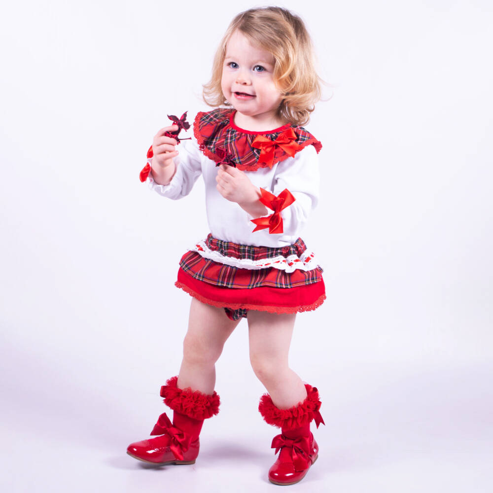 Beau KiD-Красные хлопковые носки с рюшами для девочек | Childrensalon