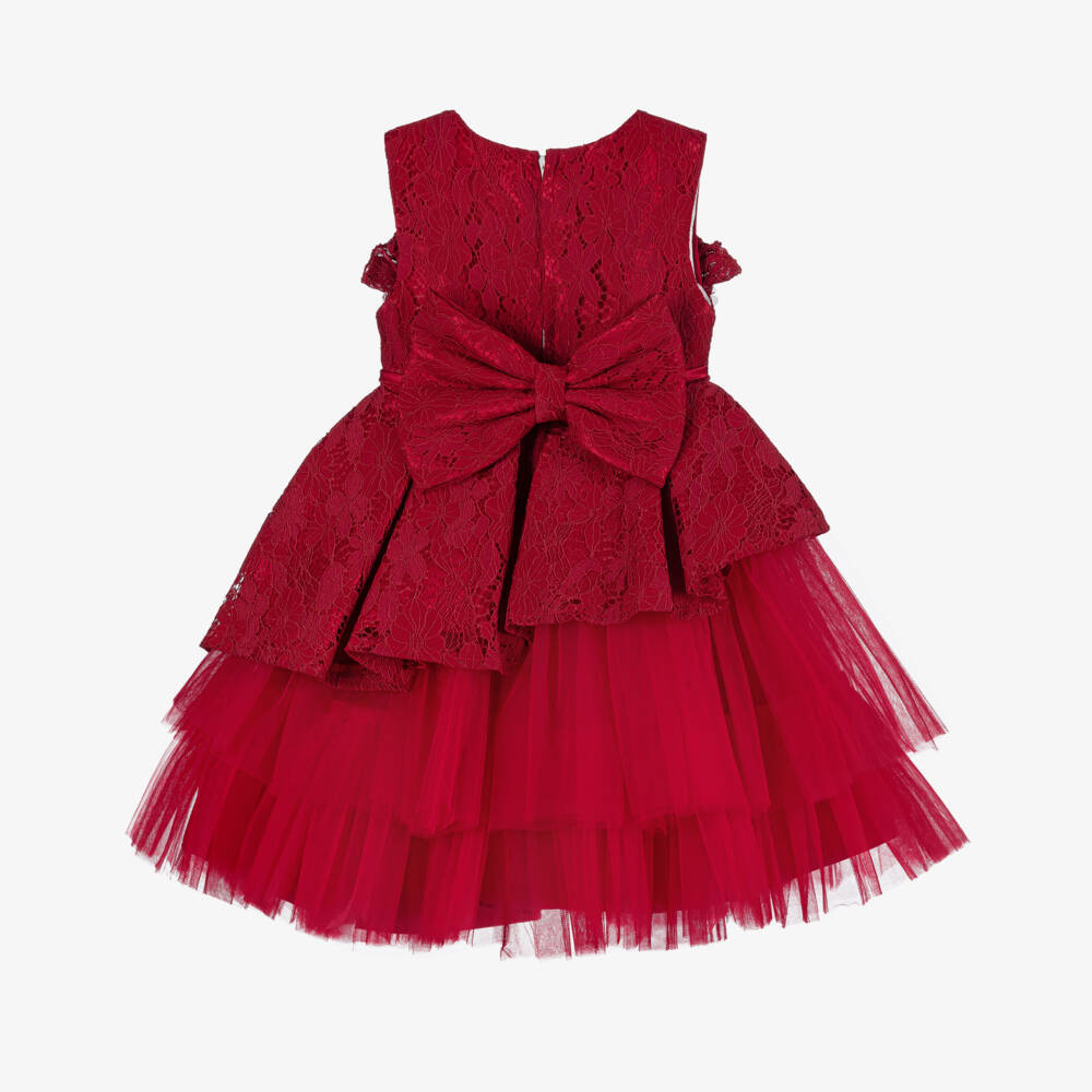 Beau KiD-Girls Red Lace & Tulle Dress | Childrensalon