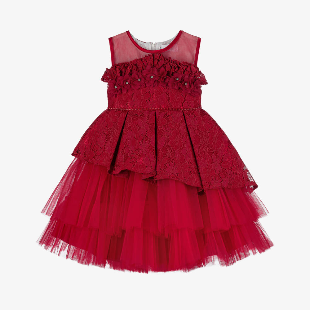 Beau KiD-Girls Red Lace & Tulle Dress | Childrensalon