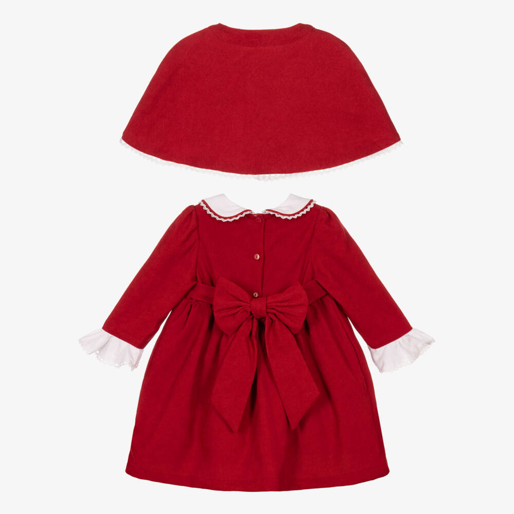 Beau KiD-Girls Red Smocked Dress with Cape | Childrensalon