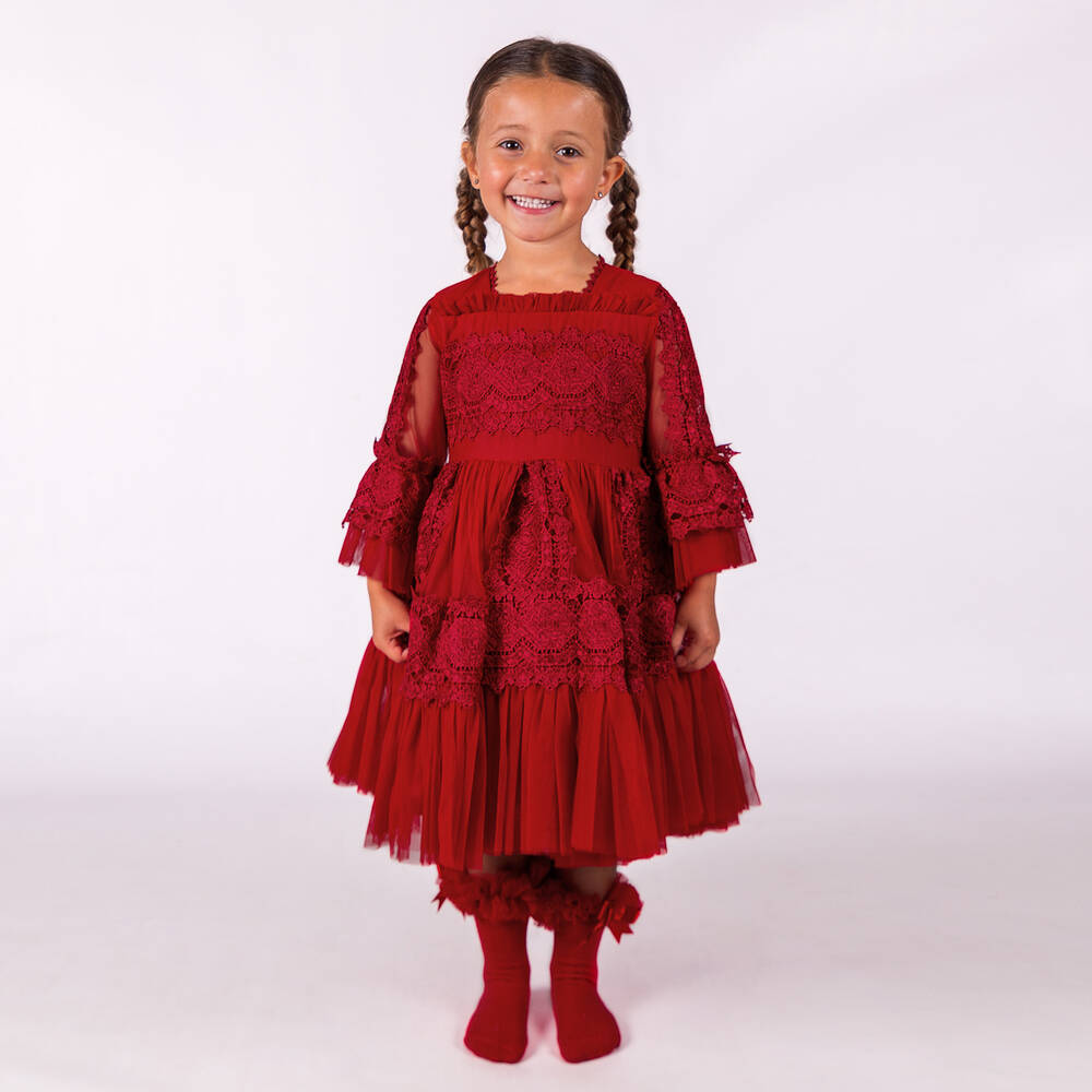 Beau KiD-Girls Red Tulle & Lace Dress | Childrensalon