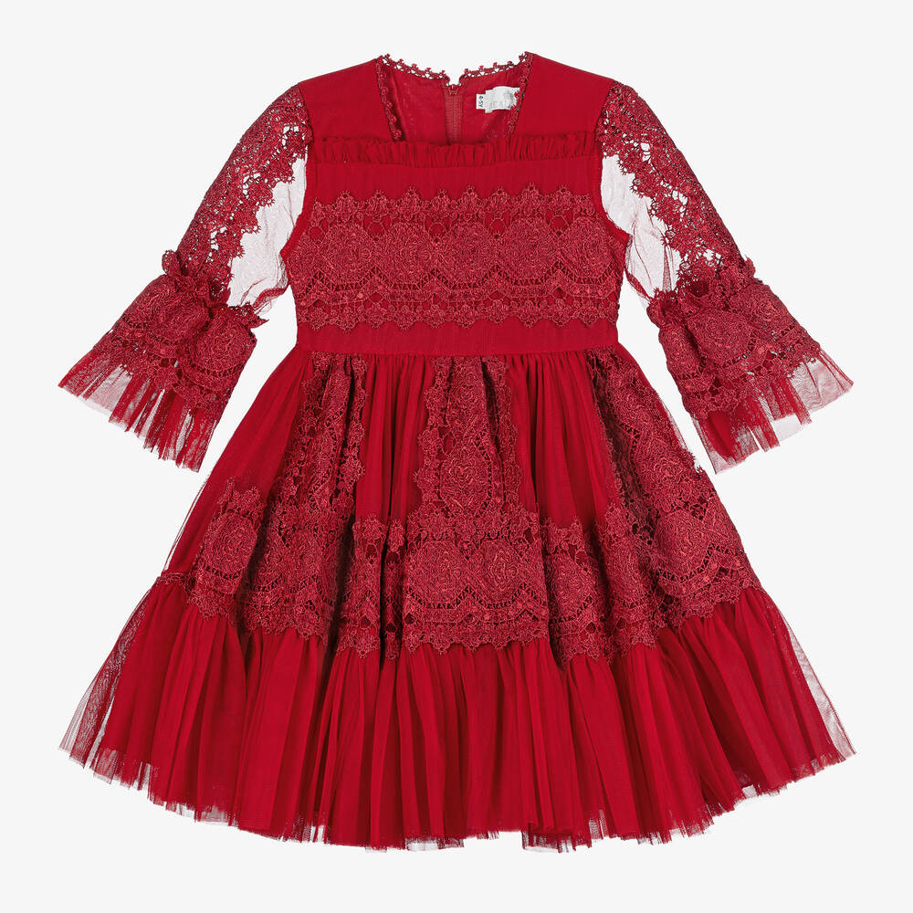 Beau KiD-Girls Red Tulle & Lace Dress | Childrensalon