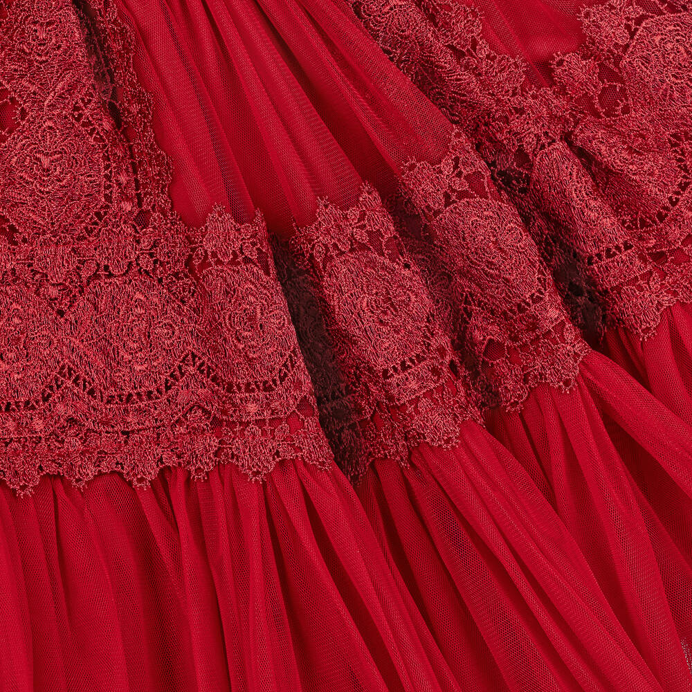 Beau KiD-Girls Red Tulle & Lace Dress | Childrensalon