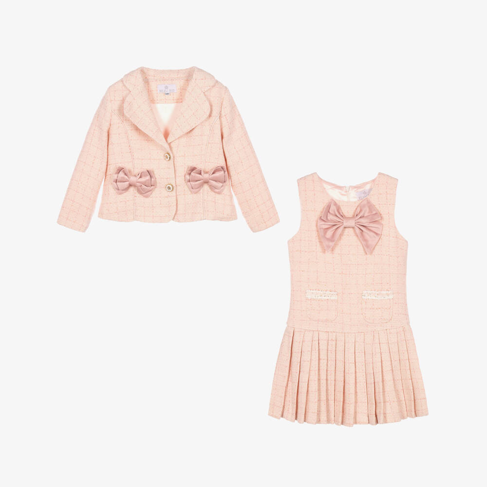 Beau KiD-Girls Shimmery Pink Tweed Jacket & Dress Set | Childrensalon