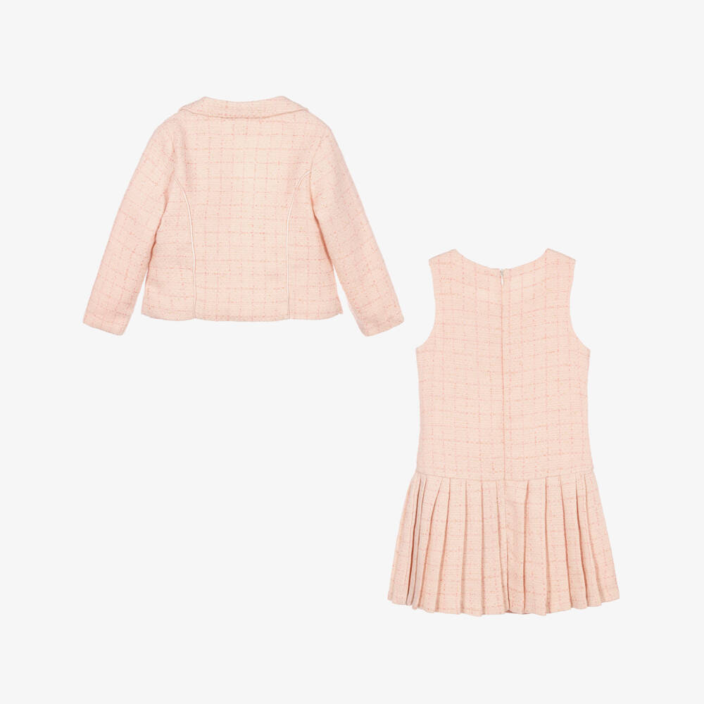 Beau KiD-Girls Shimmery Pink Tweed Jacket & Dress Set | Childrensalon