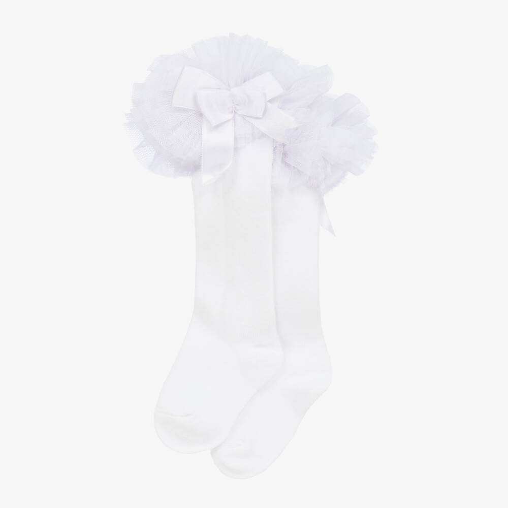 Beau KiD-Белые хлопковые носки с рюшами для девочек | Childrensalon
