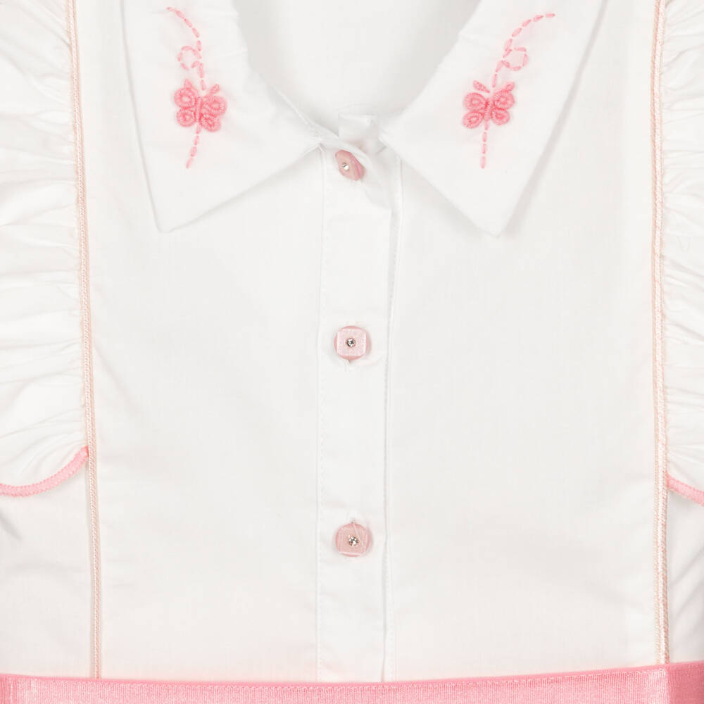 Beau KiD-Girls White Cotton Teddy & Flowers Skirt Set | Childrensalon