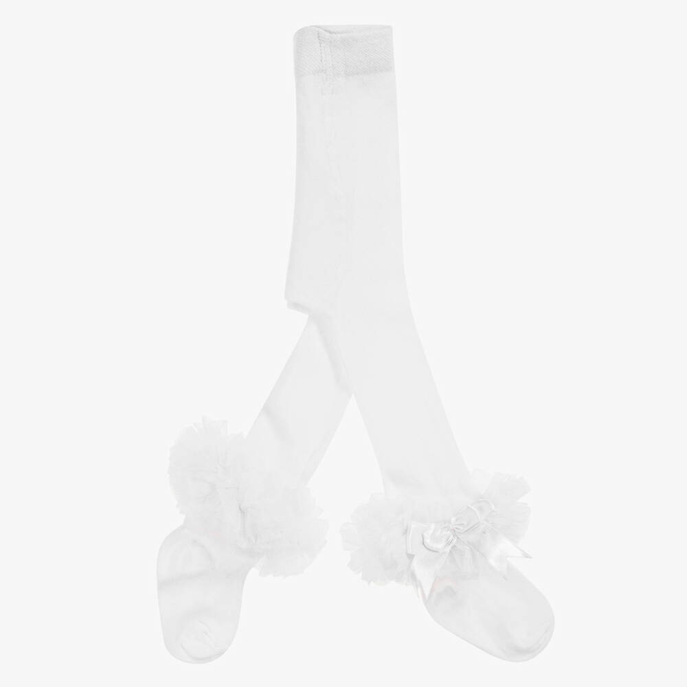 Beau KiD-Белые хлопковые колготки для девочек | Childrensalon