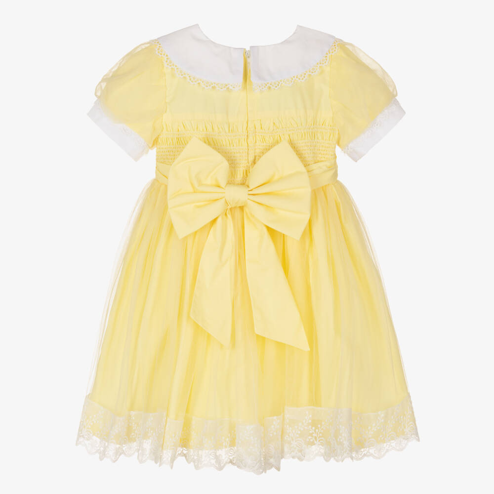 Beau KiD-فستان بياقة بيتر بان قطن لون أصفر | Childrensalon